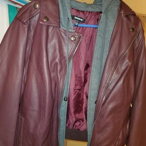 Marroon leather jacket